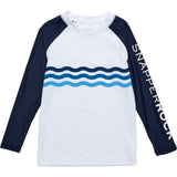 Wave Stripe LS Rash Top, White