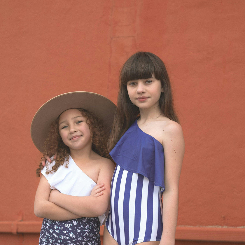 Nautical Stripe One Shoulder Ruffle