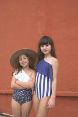 Nautical Stripe One Shoulder Ruffle