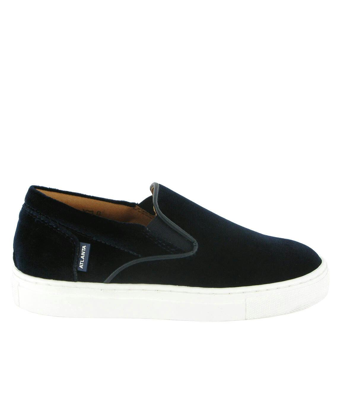 Velvet Leather Slip On Sneaker, Navy Blue