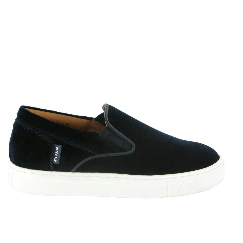 Velvet Leather Slip On Sneaker, Navy Blue