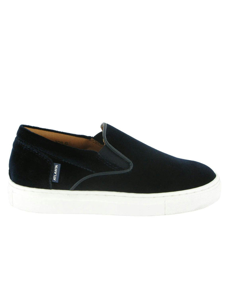 Velvet Leather Slip On Sneaker, Navy Blue