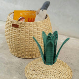Handcrafted - Pineapple Storage Basket Natural (Medium) - Rattan Wicker