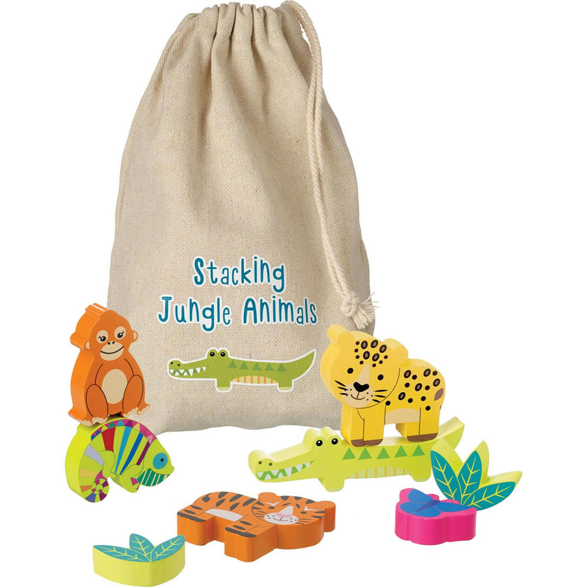Orange Tree Toys: Stacking Jungle Animals - Wooden Animal Shaped Blocks