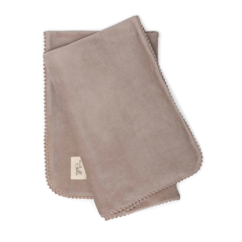 Velour Pompom Blanket Beige