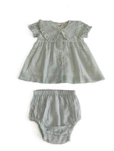 Striped Dress with Collar Soft Blue