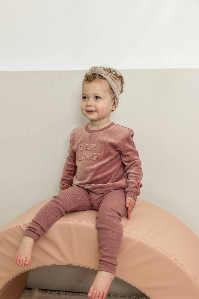 Charming Darling Print Ribbed Elastic Waist Top and Leggings Two Piece Set