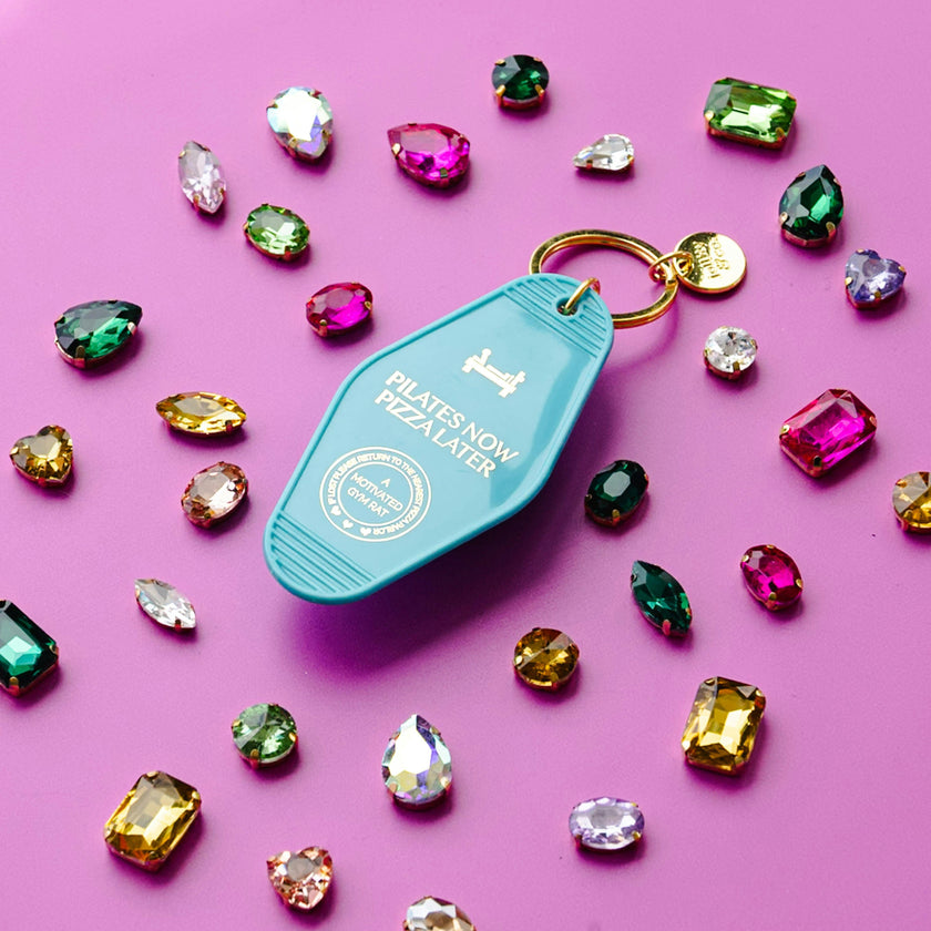 Pilates Now Pizza Later Keychain