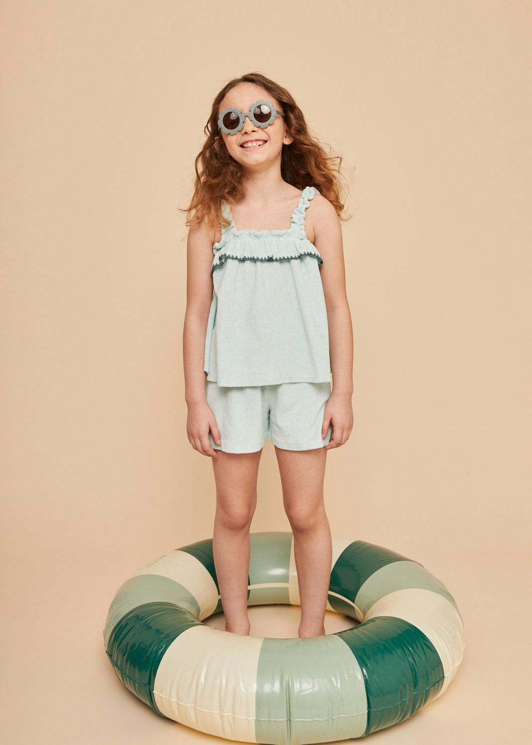 Lagoon Terry Cotton Girl Top
