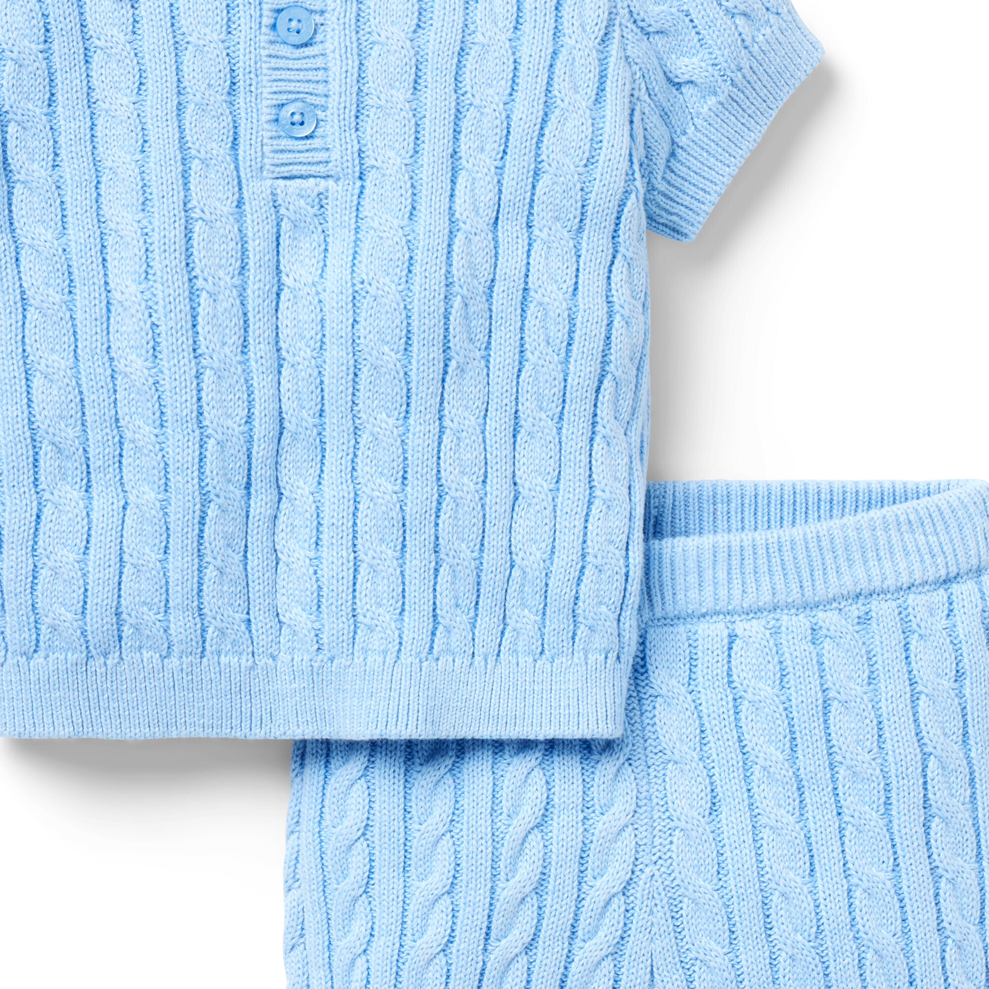 Baby Cable Knit Matching Set, Blue