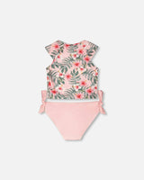 Two-Piece Swimsuit Pink Hibiscus Print