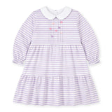 Stripe Knit Dress with Embroidered Flowers