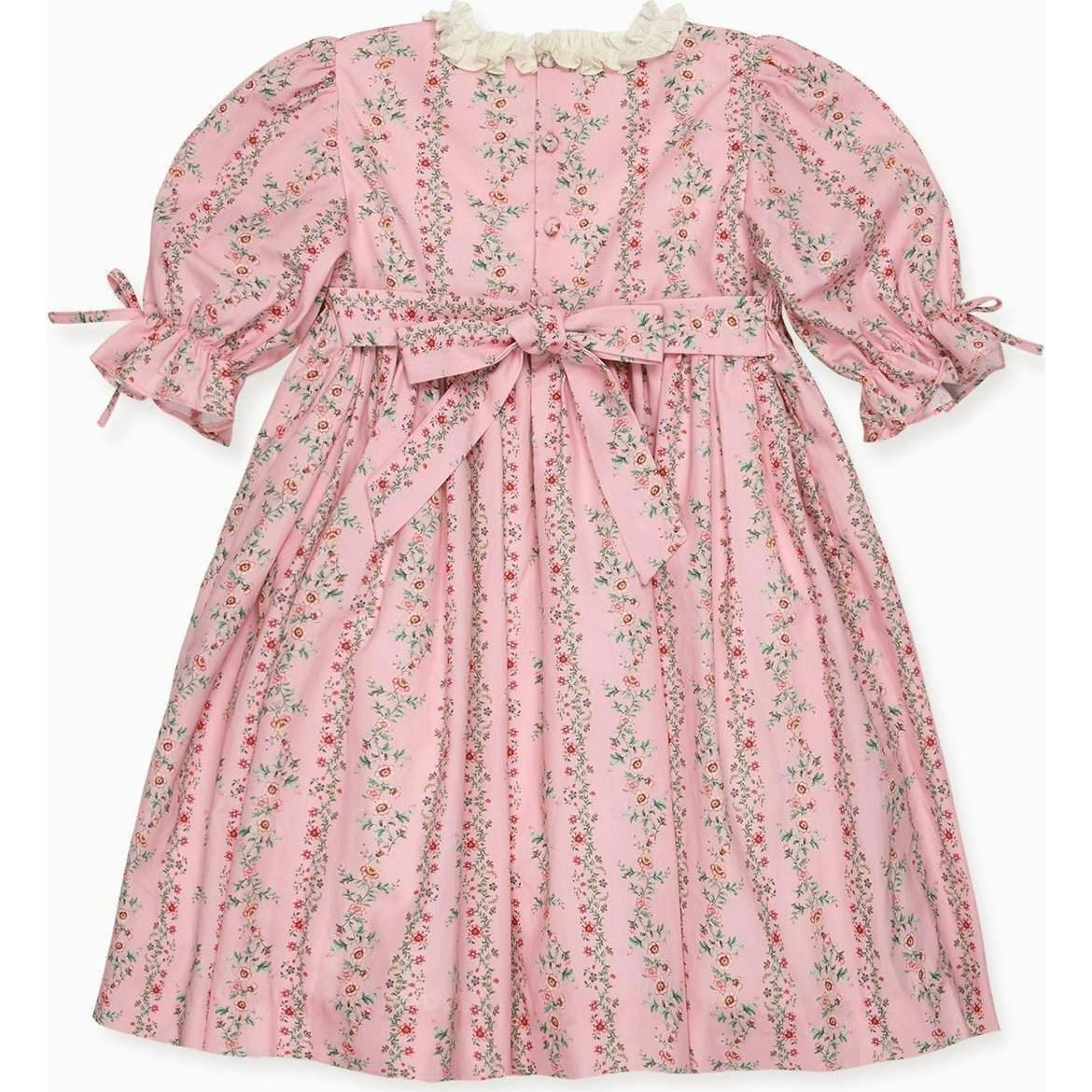 Pink Garland Floral Penelope Girl Hand-Smocked Dress