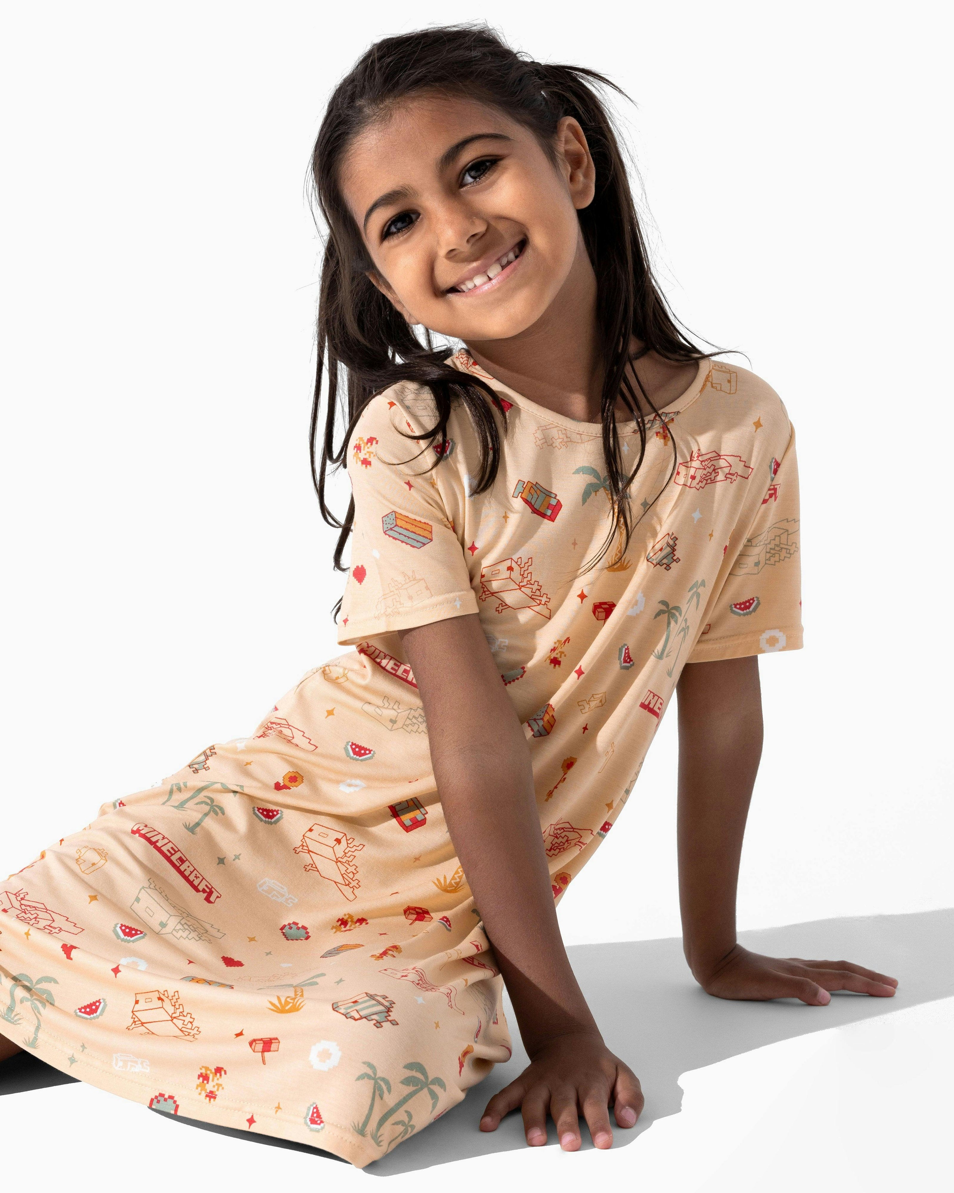 Minecraft: Summer Vibes Bamboo Girls' Short Sleeve Dress
