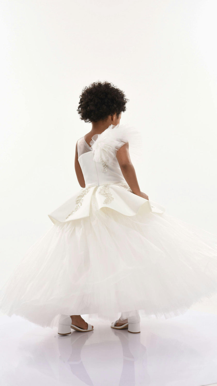 White Villanova Embroidered Tiered Dress