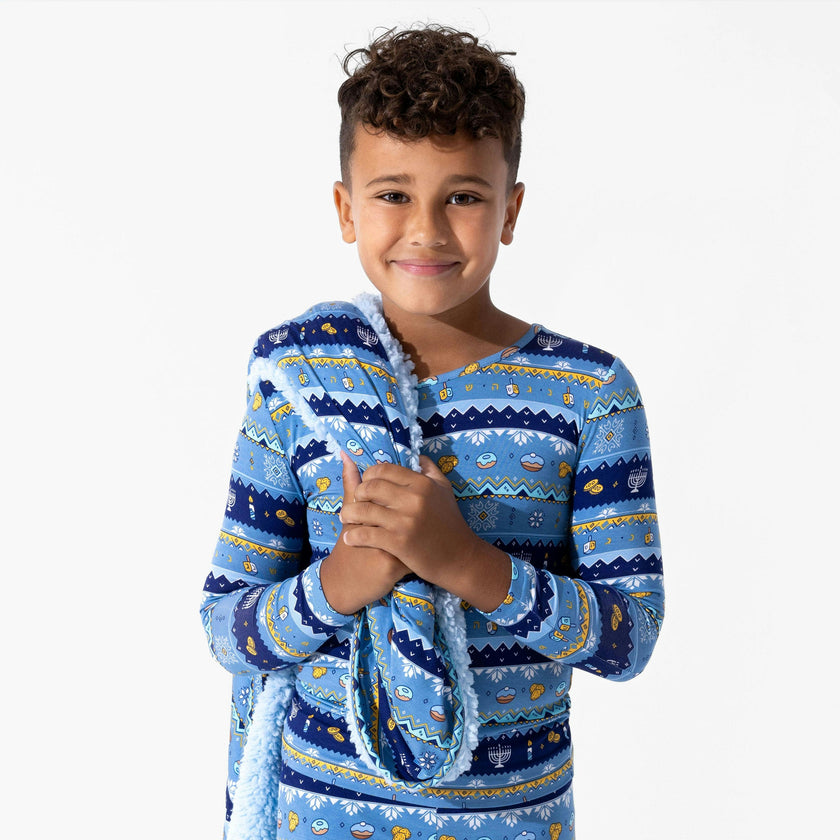 Hanukkah Fair Isle Bamboo Kids Pajamas