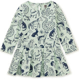 Long Sleeve Pleated Skater Dress, Green