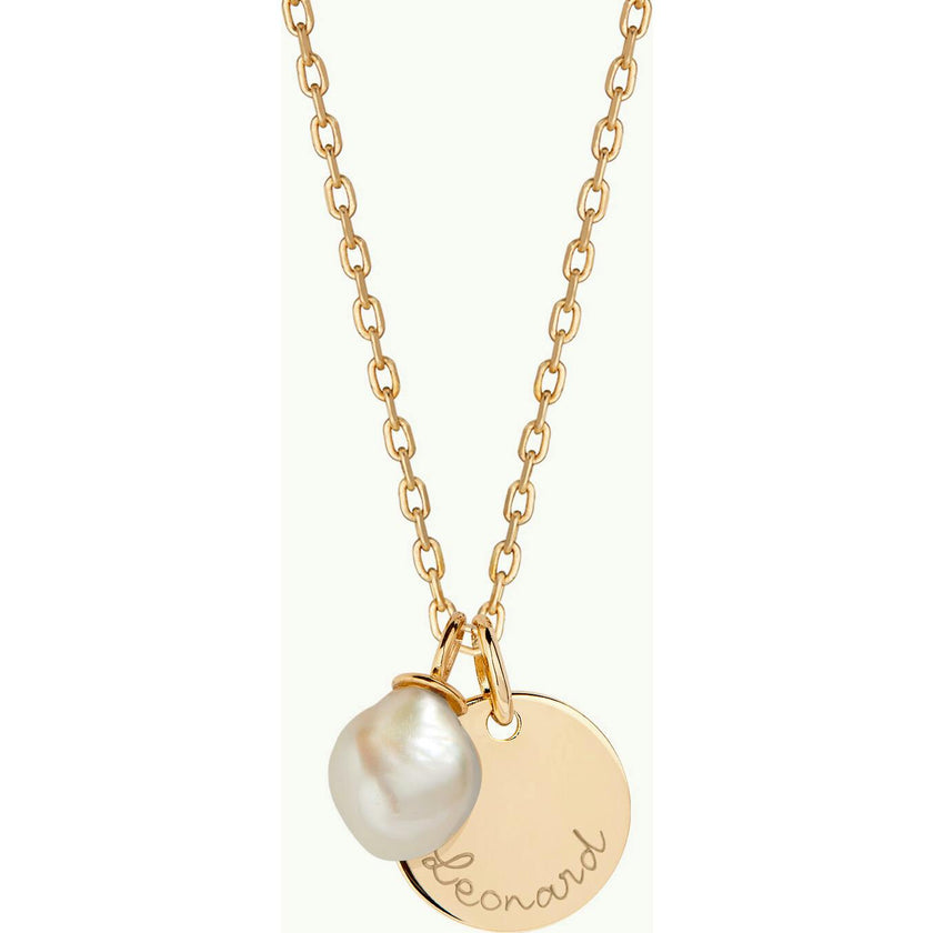 Personalized Pearl Drop Necklace, 14k Gold Plated