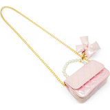 Shiny Quilted Fluffy Bow Handbag