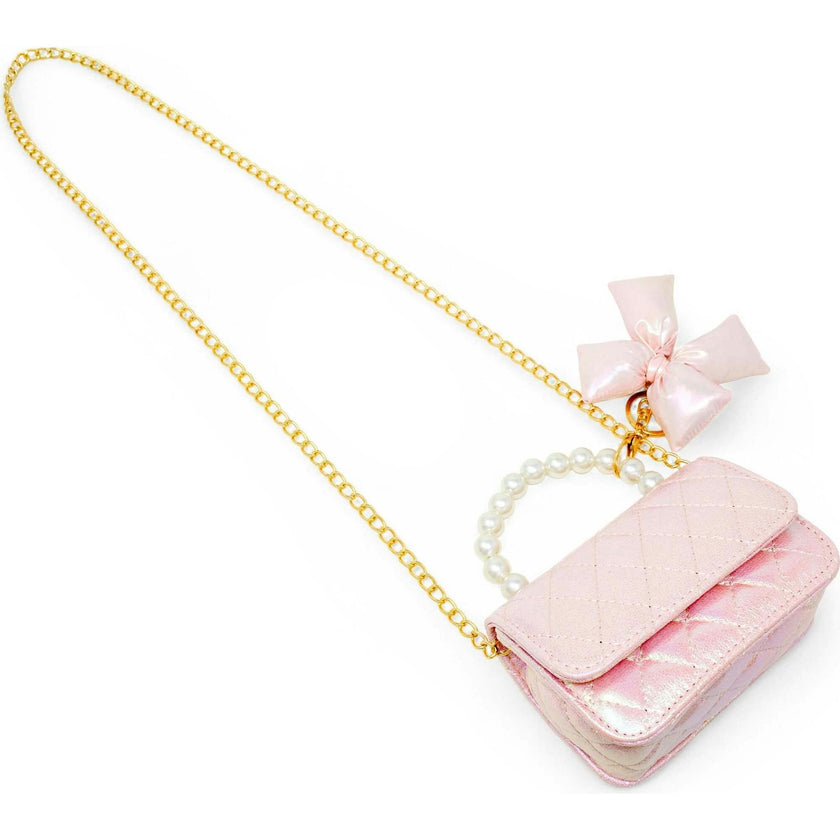 Shiny Quilted Fluffy Bow Handbag