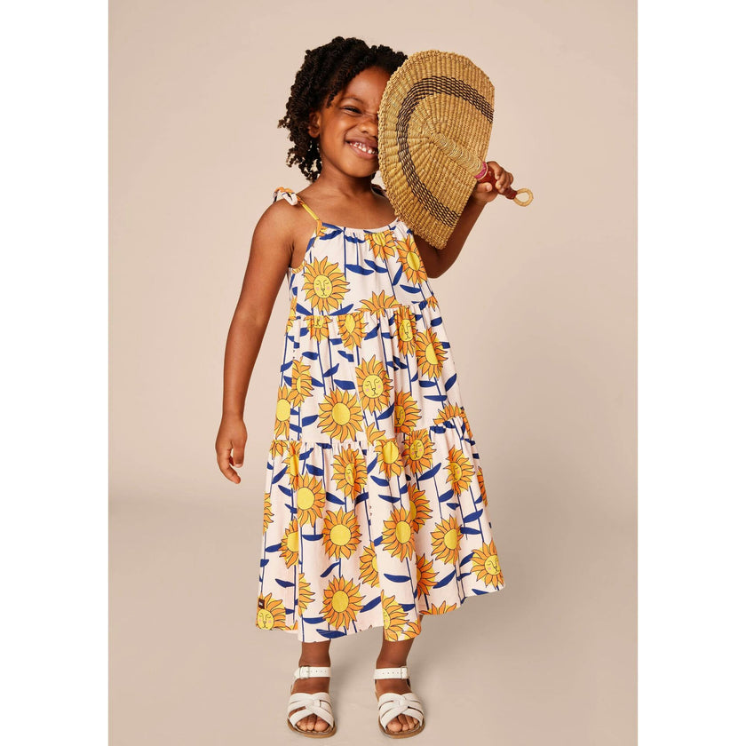 Tie Shoulder Tiered Dress, Multi