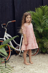 Pleats-N-Tiers 3-Quarter Sleeve Dress