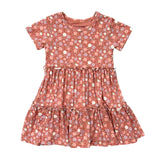 Girls Short Sleeve Double Tiered Dress in Tiny Petals