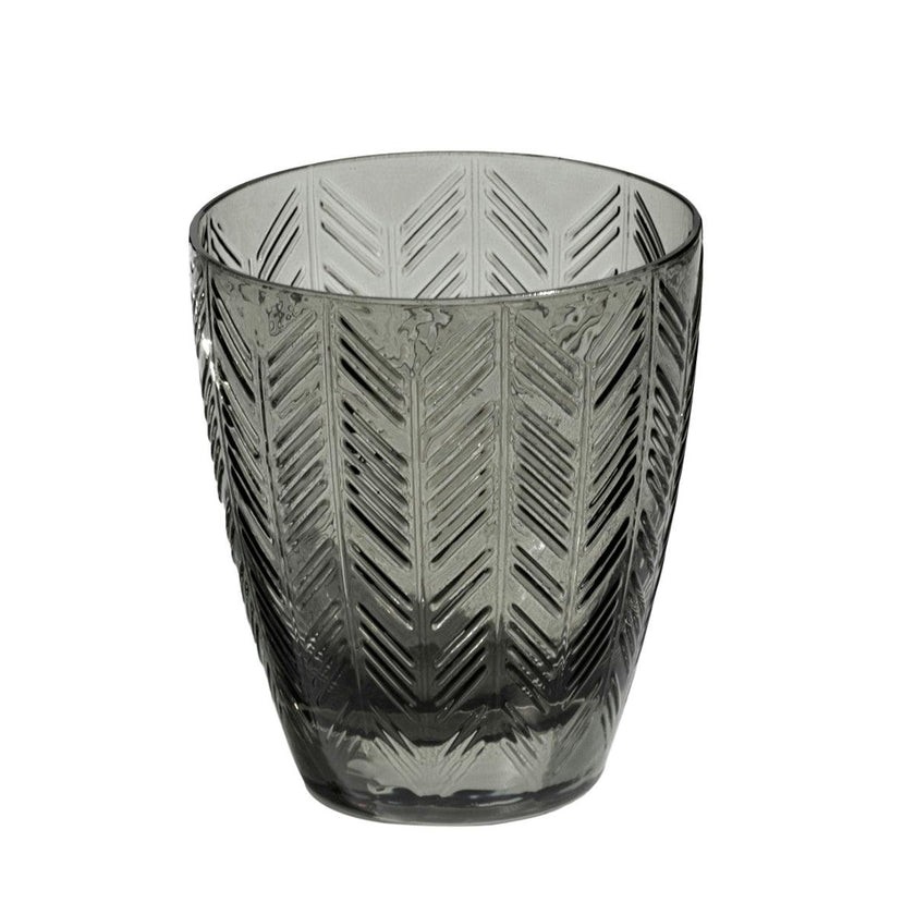 Wine Glasses ZIG ZAG Set of 6  Grey 9.8 oz, diam. 3.25", H 3.75"