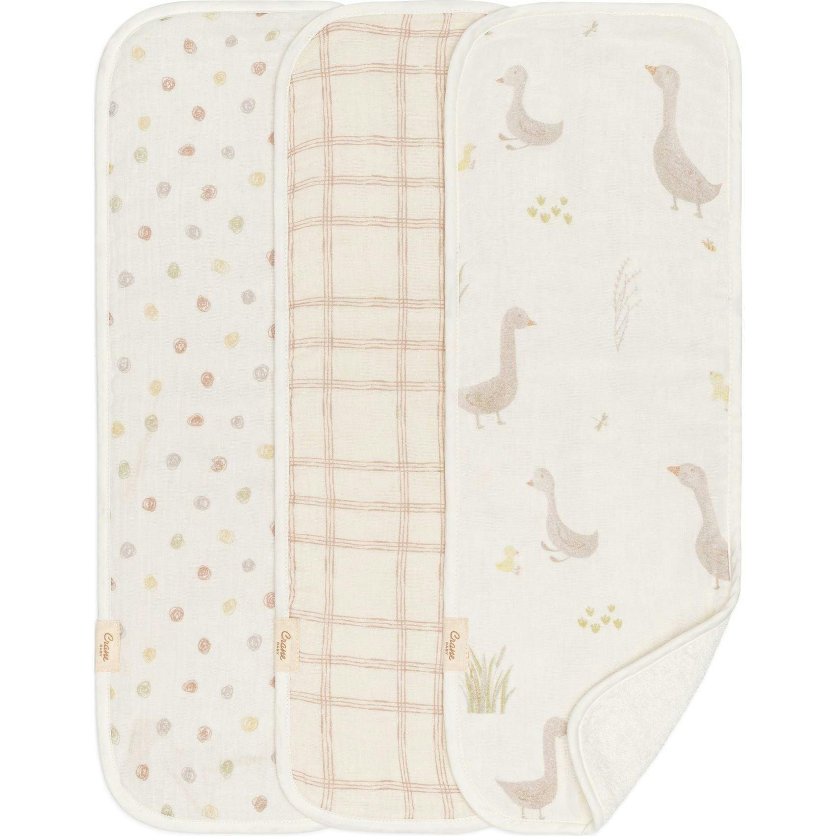 Charlie 3-pc. Farmhouse Goose Newborn Baby Burp Cloth Set