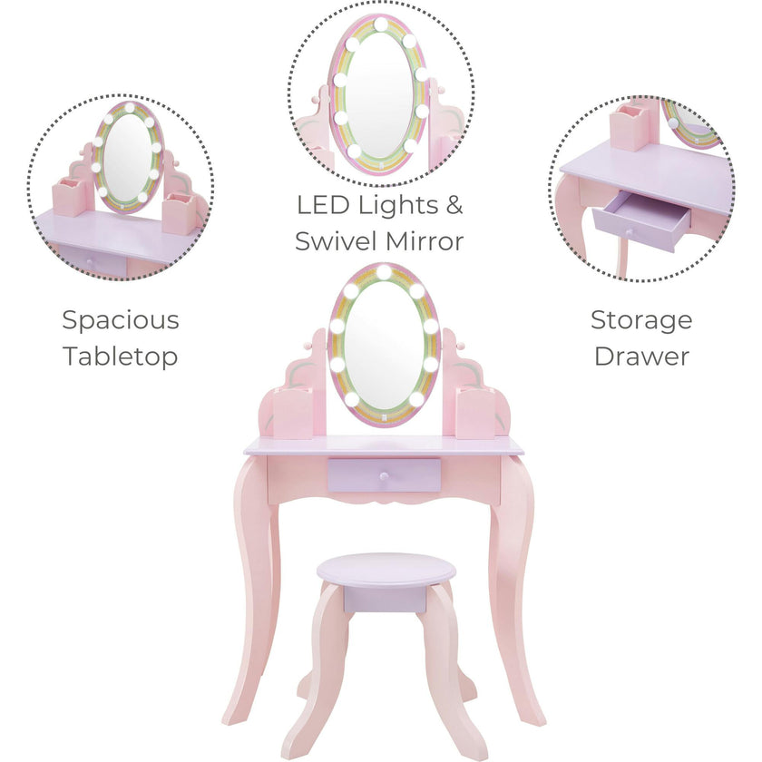 Little Princess Rapunzel Vanity with LED Illuminated Mirror