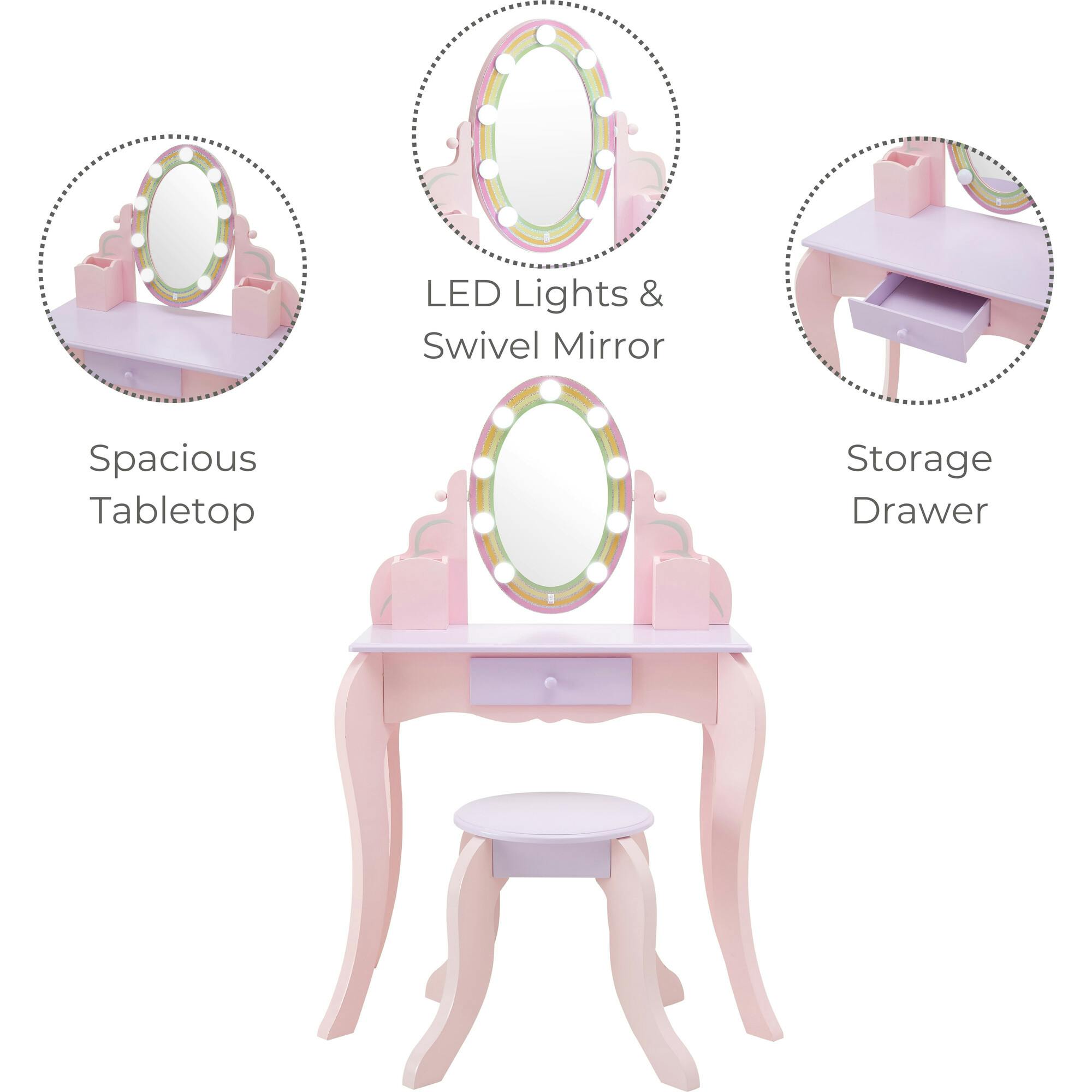 Little Princess Rapunzel Vanity with LED Illuminated Mirror