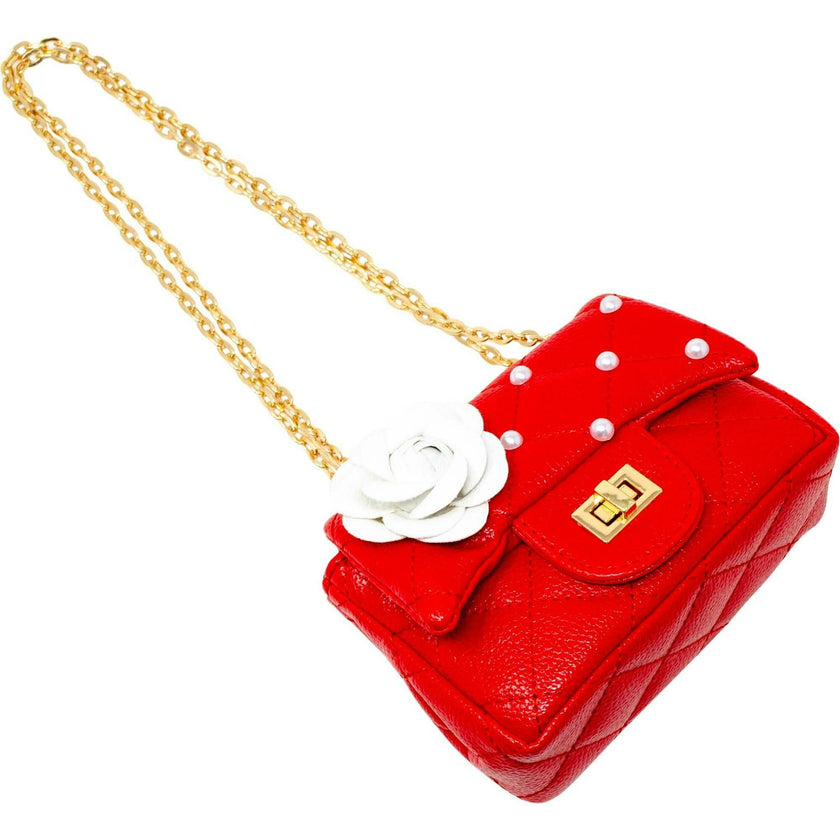 Classic Quilted Flower Pearl Handbag