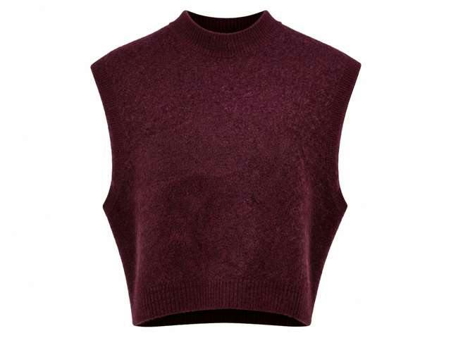 Cropped Mohair Mock Neck Vest