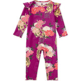 Ruffle Shoulder Baby Romper, Purple