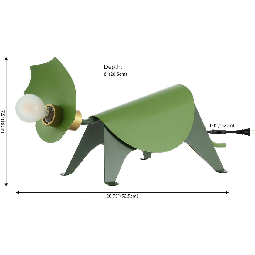 Gretchen 7.5" Modern Industrial Iron Triceratops LED Kids' Lamp