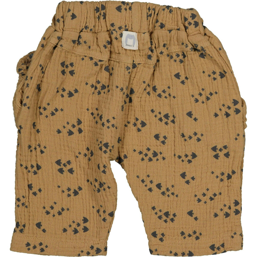 All-Over Minimalistic Print Ruffle Pocket Gauze Pants