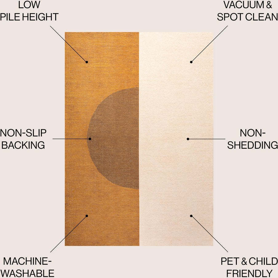 Demie Minimalist Graphic Circle Machine-Washable Area Rug, Brown