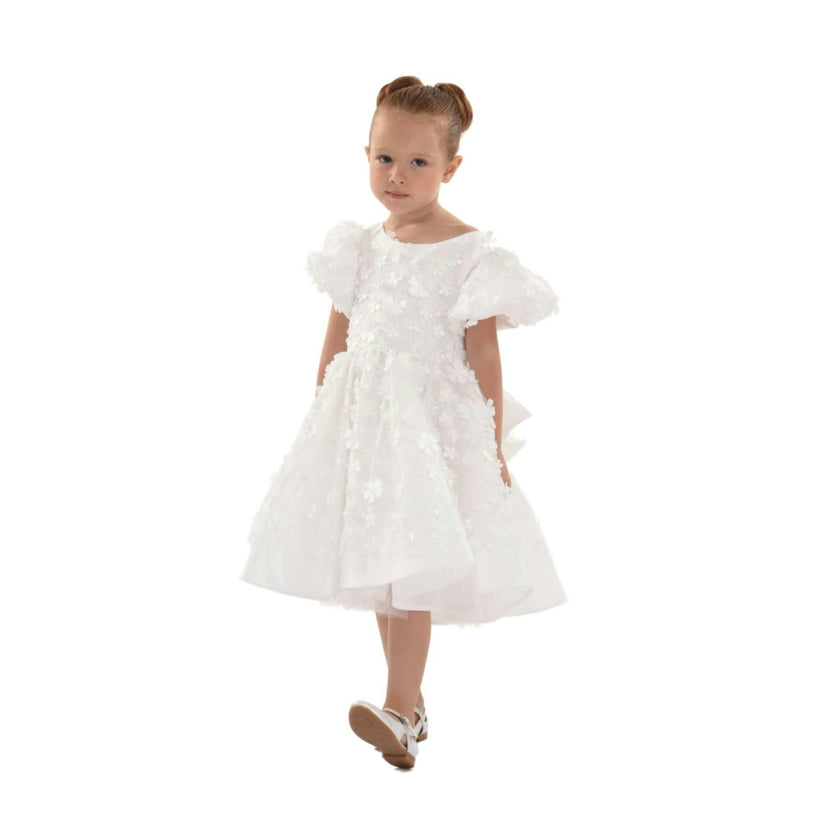 White Moneta Floral Bow Dress