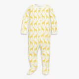 Baby organic zip footie in animal friends