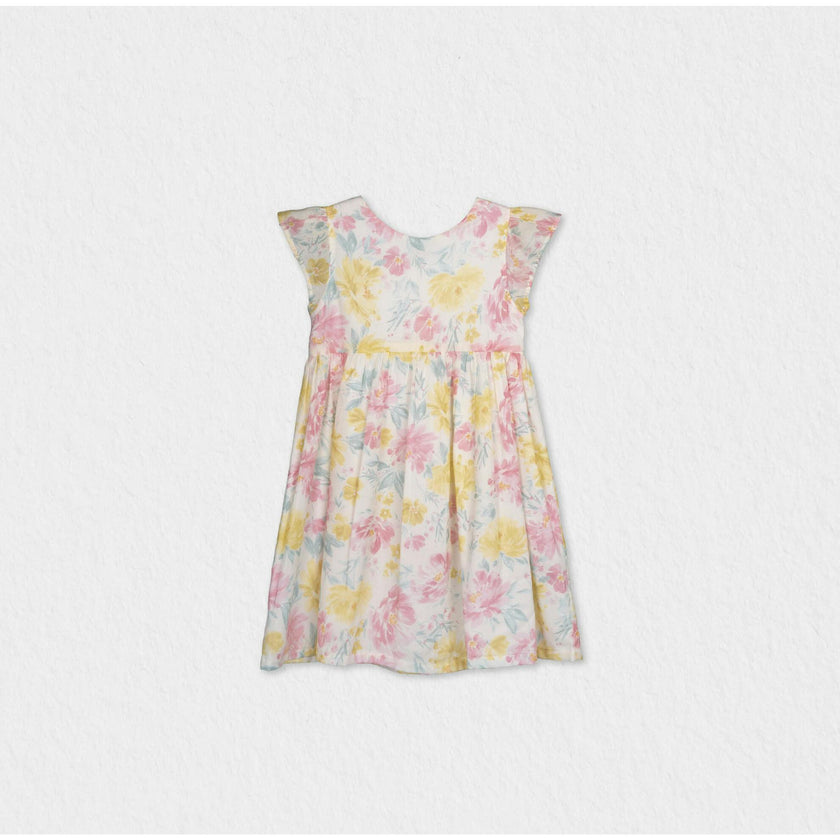 Eugenie Girl Dress Sleeveless, Yellow Pink Lagoon