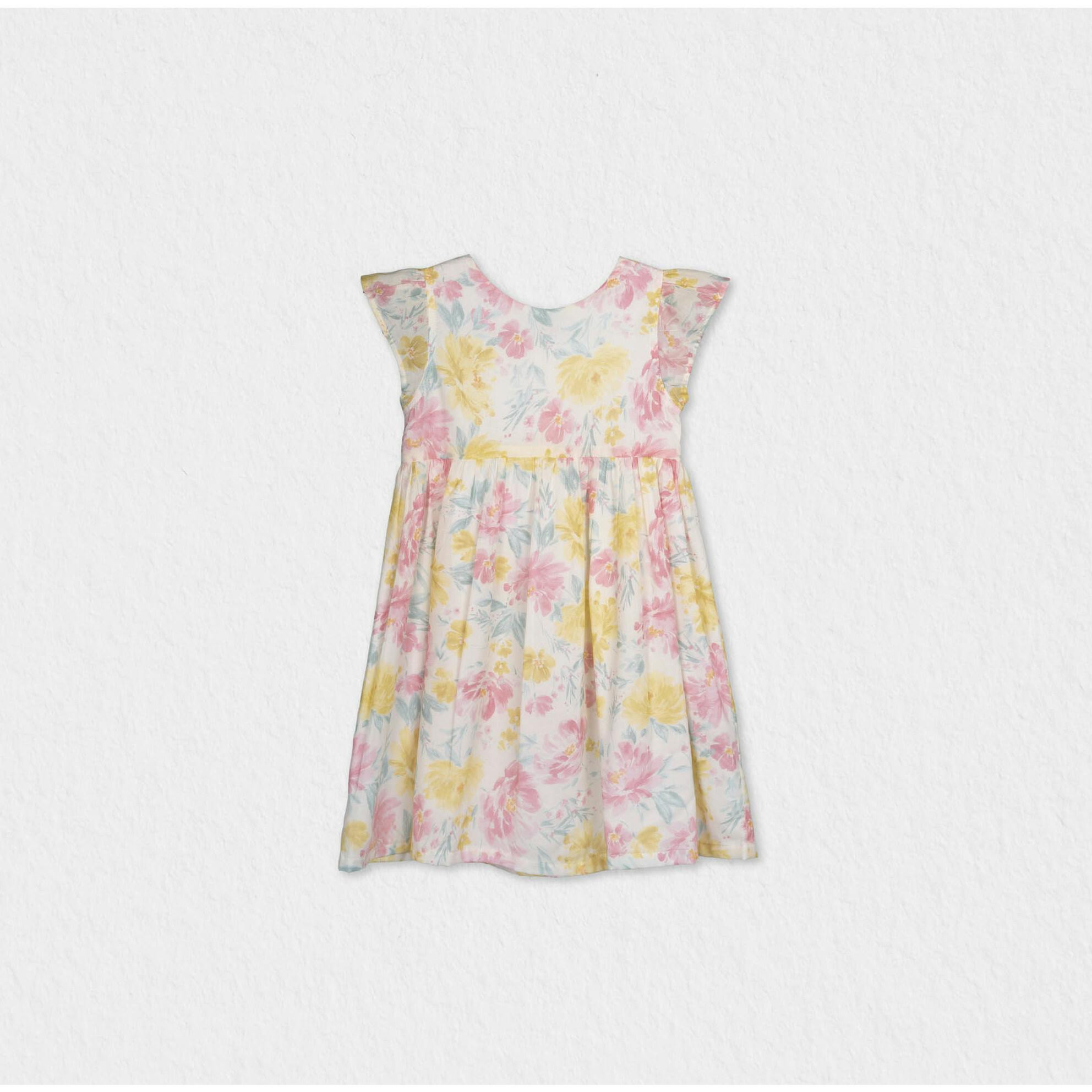 Eugenie Girl Dress Sleeveless, Yellow Pink Lagoon