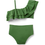 Recycled Ruffle Shoulder 2-Piece Swimsuit, Green