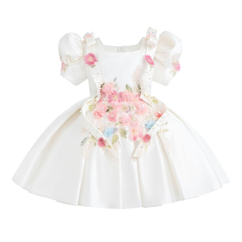 White Elarose Floral Embellished Dress