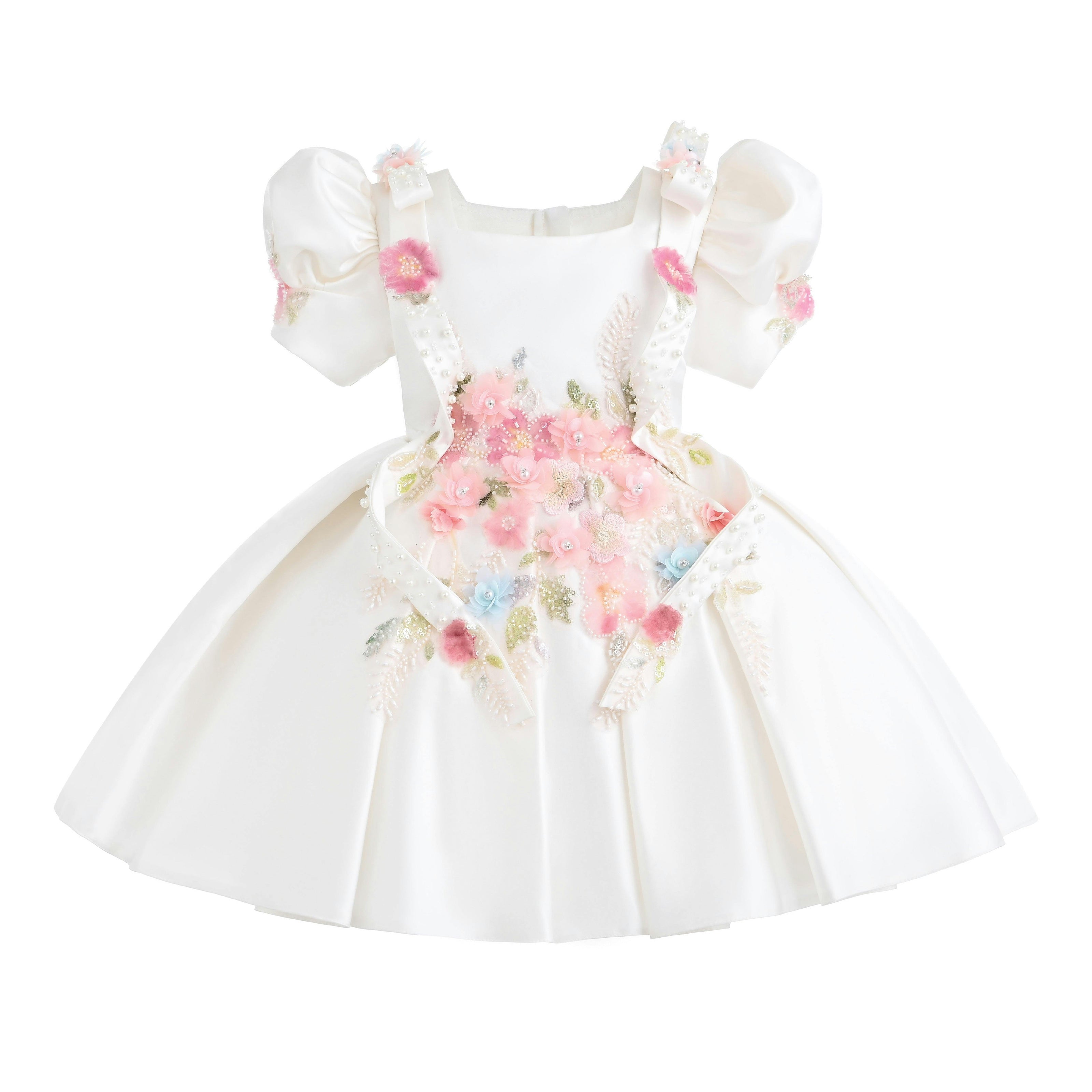 White Elarose Floral Embellished Dress
