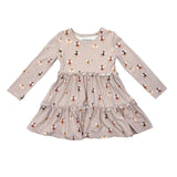 Girls Long Sleeve Double Tiered Dress in Fairies