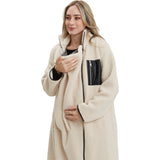 Teddi Stand Collar Double Zipper Long Maternity Coat