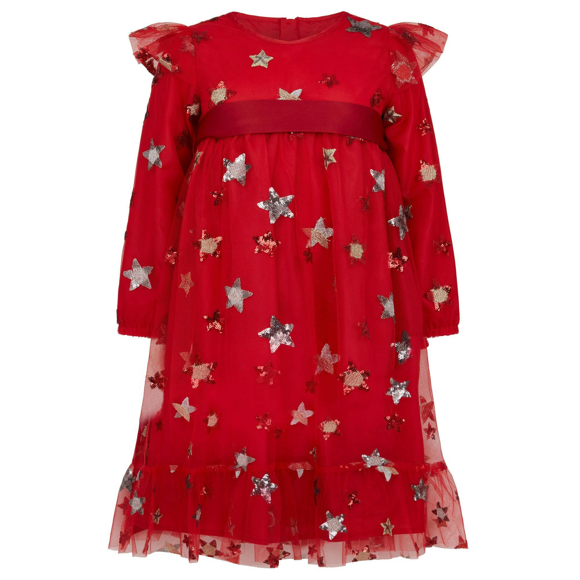 Seren Embroidered Sequin Star Party Dress