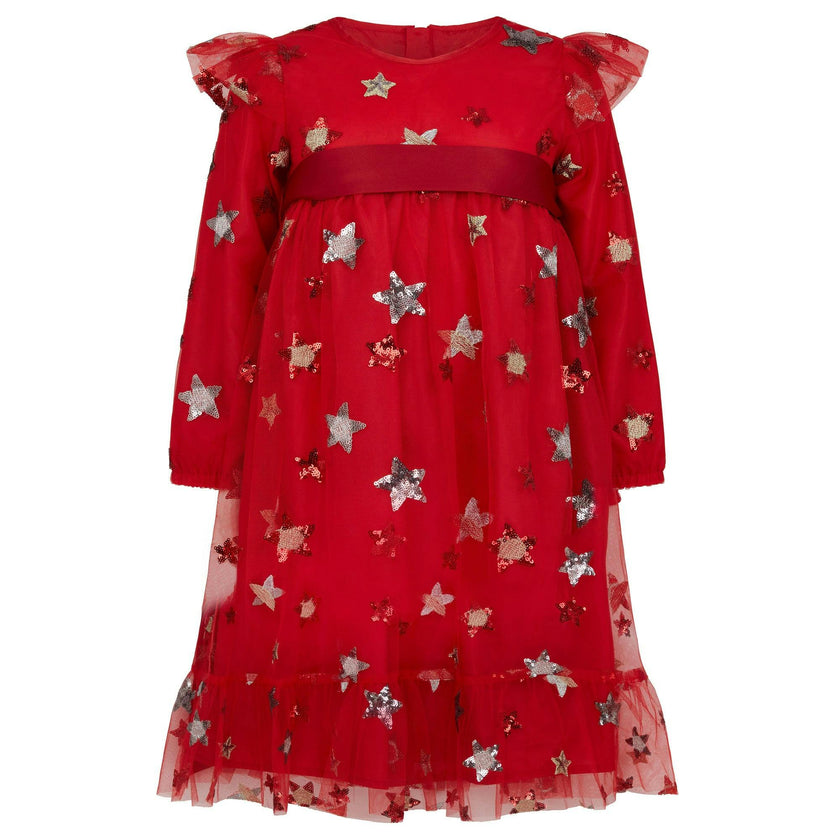 Seren Embroidered Sequin Star Party Dress