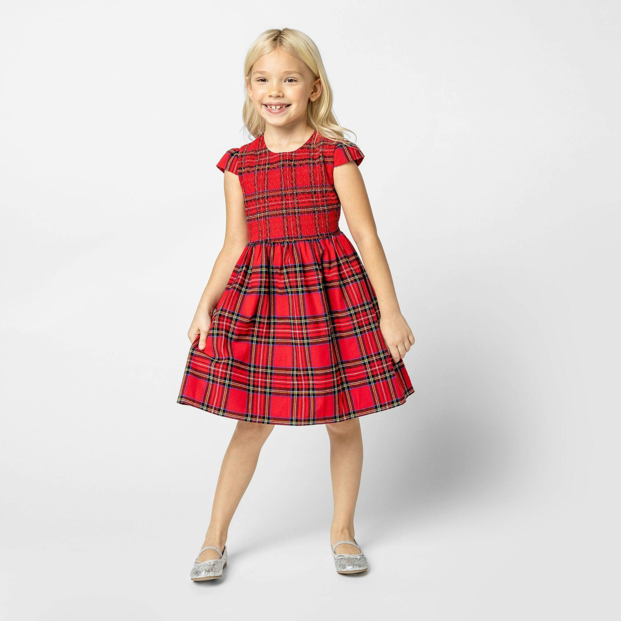 Bonnie Smocked Plaid Tartan Girls Party Dress