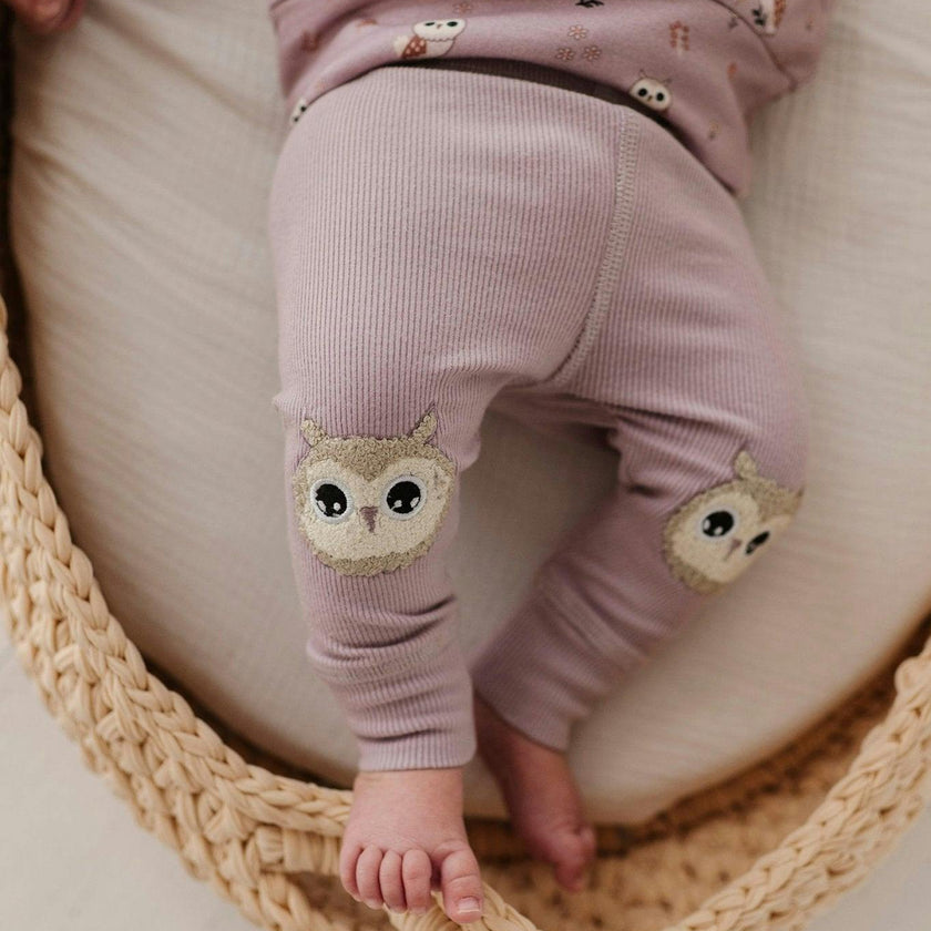 Baby Girl Patch Ribbed Leggings
